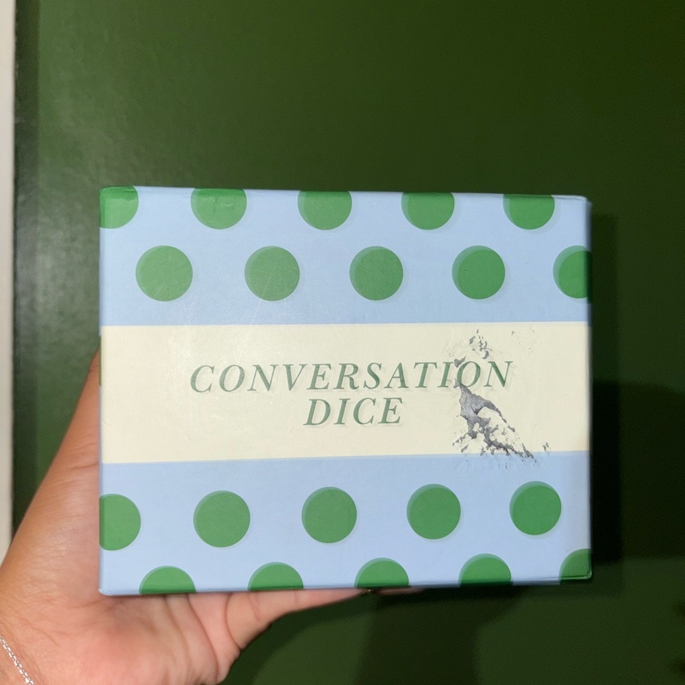 Conversation starter dice polka dot green/blue Kate spade
